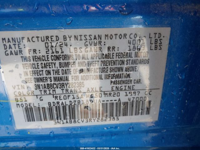 3N1AB8CV3RY282385 Nissan Sentra