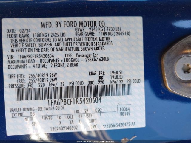 1FA6P8CF1R5420604 Ford Mustang Gt Premium Fastback