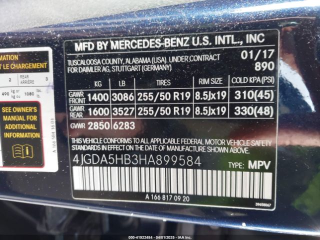 4JGDA5HB3HA899584 Mercedes-Benz Gle 350 4matic