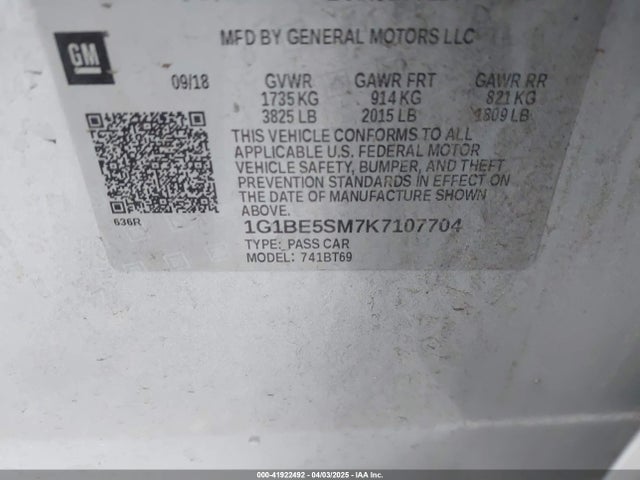 1G1BE5SM7K7107704 Chevrolet CRUZE LT