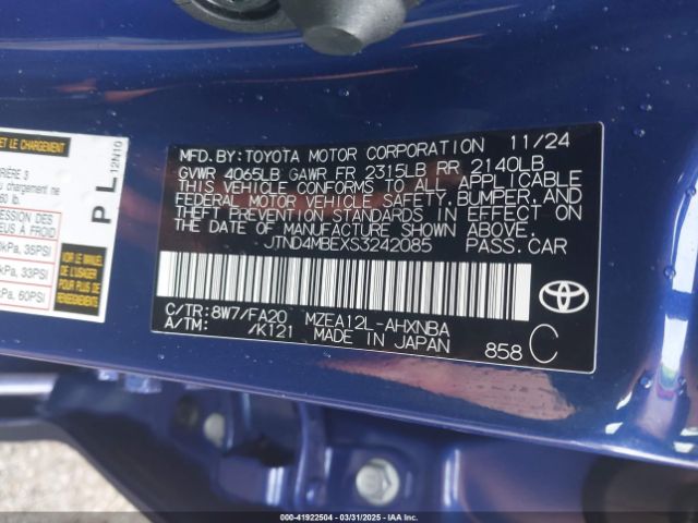 JTND4MBEXS3242085 Toyota Corolla Se/xse/night Shade