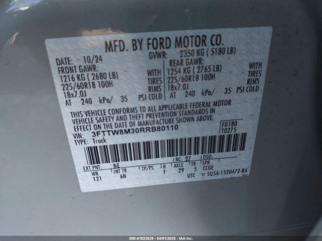 3FTTW8M30RRB80110 Ford Maverick Lariat