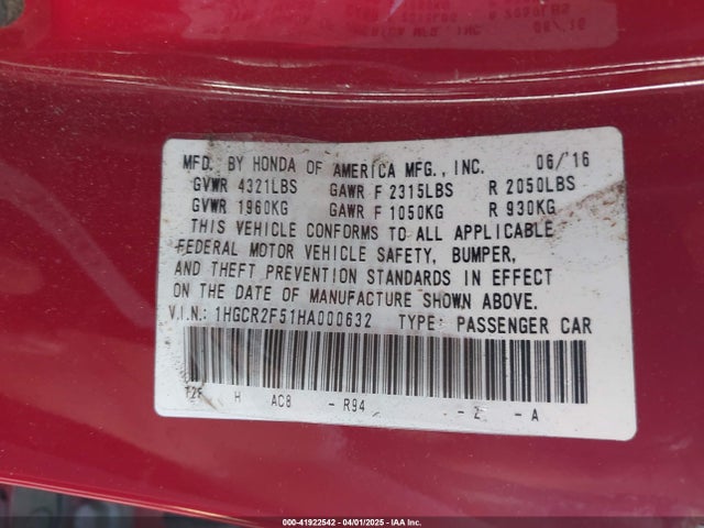 1HGCR2F51HA000632 Honda Accord Sport