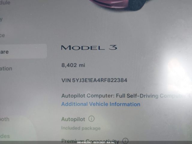 5YJ3E1EA4RF822384 Tesla Model 3 Long Range Dual Motor All-wheel Drive/rear-wheel Drive