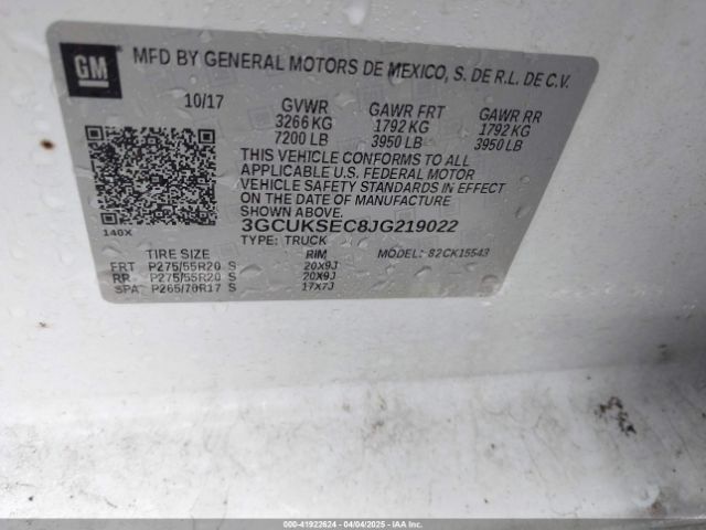 3GCUKSEC8JG219022 Chevrolet Silverado 1500 2lz