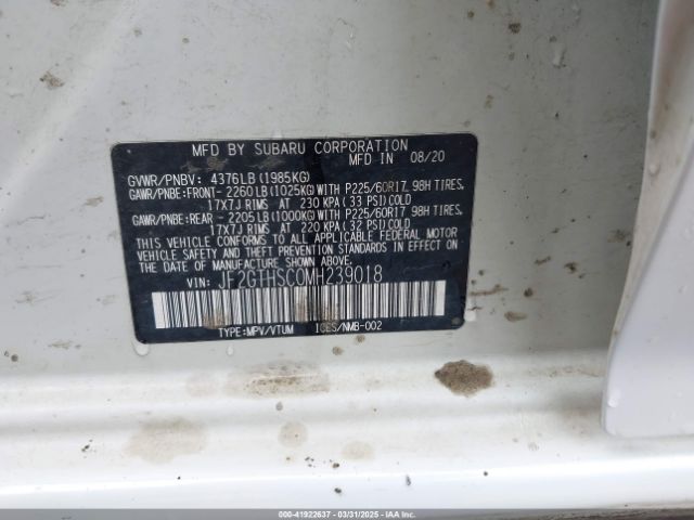 JF2GTHSC0MH239018 Subaru Crosstrek Sport
