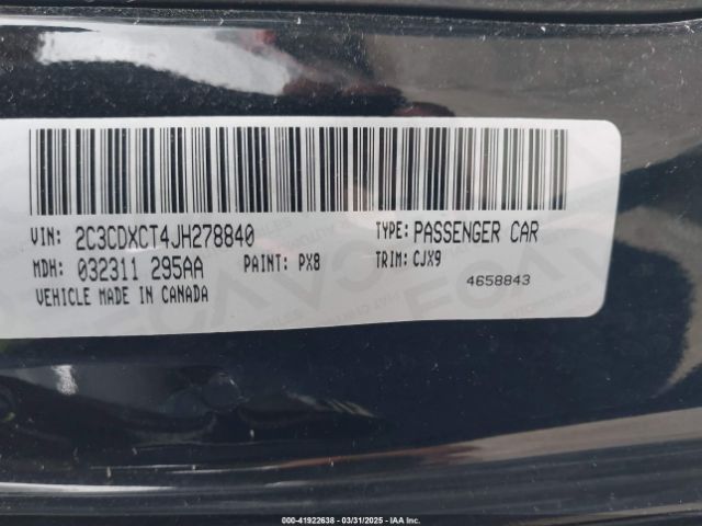 2C3CDXCT4JH278840 Dodge Charger R/t Rwd