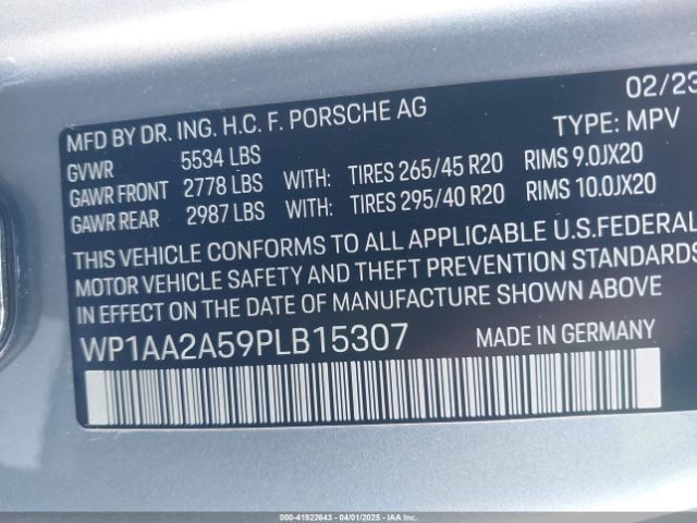 WP1AA2A59PLB15307 Porsche Macan T