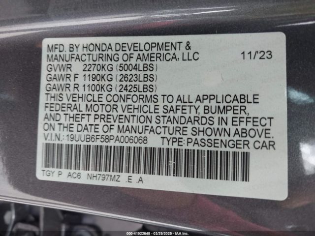 19UUB6F58PA006068 Acura Tlx A-spec Package
