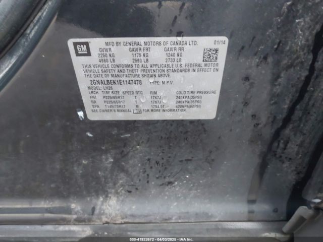 2GNALBEK1E1147478 Chevrolet EQUINOX 1LT