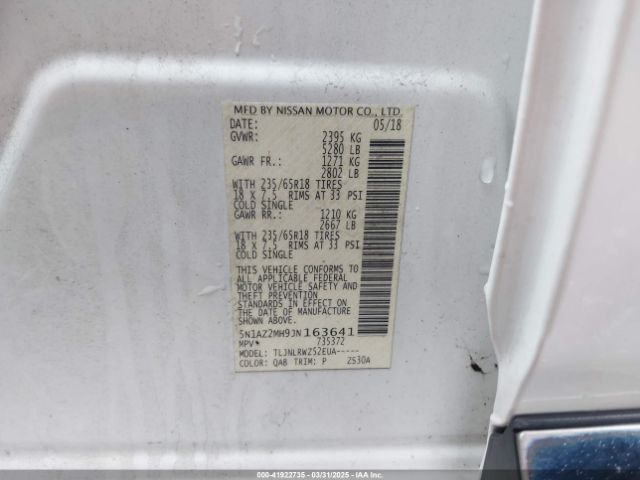 5N1AZ2MH9JN163641 Nissan MURANO SL