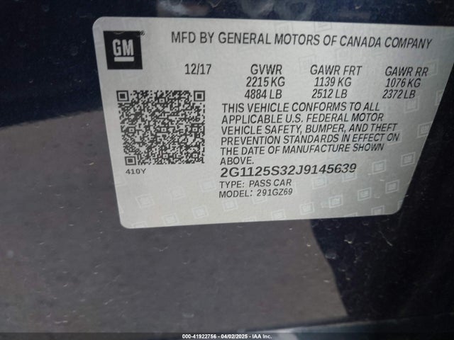 2G1125S32J9145639 Chevrolet IMPALA 2LZ