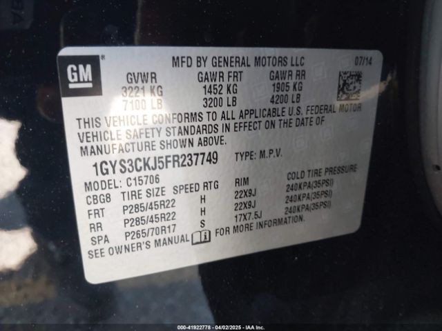 1GYS3CKJ5FR237749 Cadillac Escalade Premium