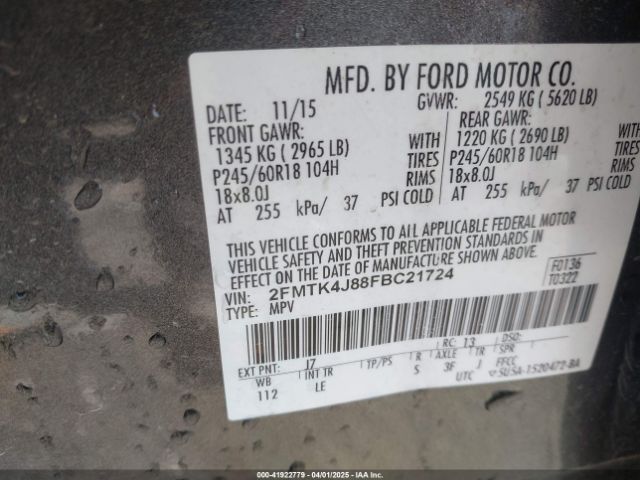 2FMTK4J88FBC21724 Ford EDGE SEL