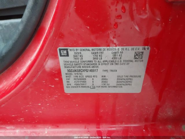 3GCUKSECXFG145917 Chevrolet Silverado 1500 1lz