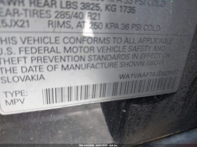 WA1VAAF78JD025827 Audi Q7 3.0t Premium