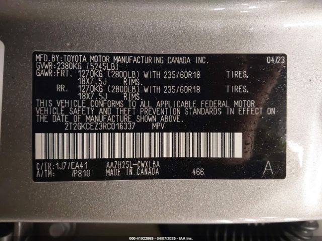 2T2GKCEZ3RC016337 Lexus Nx 350h Premium