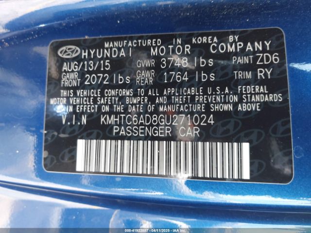 2016 HYUNDAI VELOSTER KMHTC6AD8GU271024 Photo 8