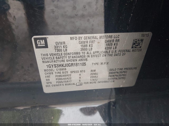 Продажа на аукционе авто 2016 Cadillac Escalade Esv Luxury Collection, vin: 1GYS3HKJ0GR181105, номер лота: 41922899