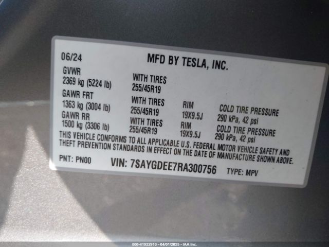 7SAYGDEE7RA300756 Tesla Model Y Long Range Dual Motor All-wheel Drive