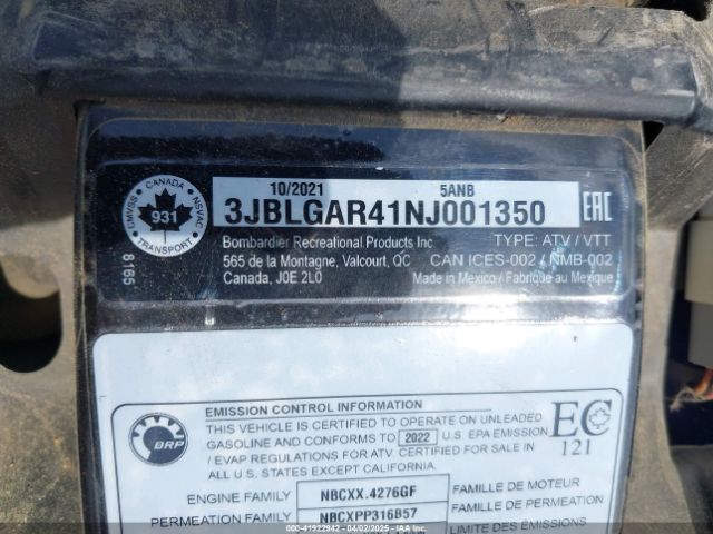 2022 CAN-AM OUTLANDER 3JBLGAR41NJ001350 Photo 9