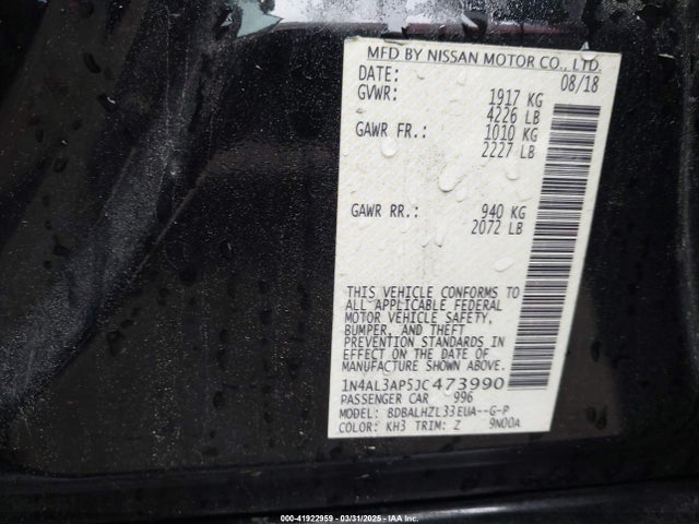 1N4AL3AP5JC473990 Nissan Altima 2.5 Sr