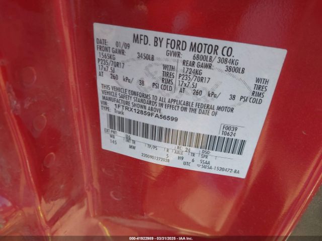 2009 FORD F-150 1FTRX12859FA56599 Photo 8