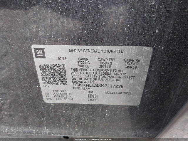 1GKKNLLS8KZ117238 GMC Acadia Sle-2