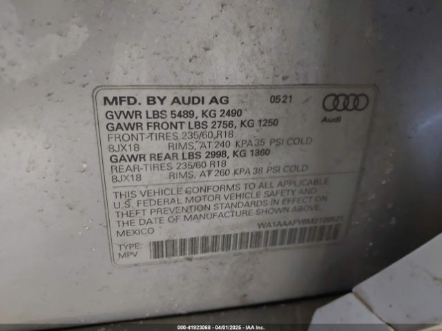 WA1AAAFY6M2108521 Audi Q5 Premium 45 Tfsi Quattro S Tronic