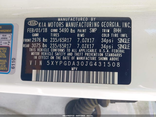 5XYPGDA30JG431508 KIA gdi theta-ii