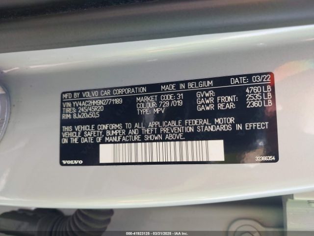 YV4AC2HM9N2771189 Volvo Xc40 T4 R-design