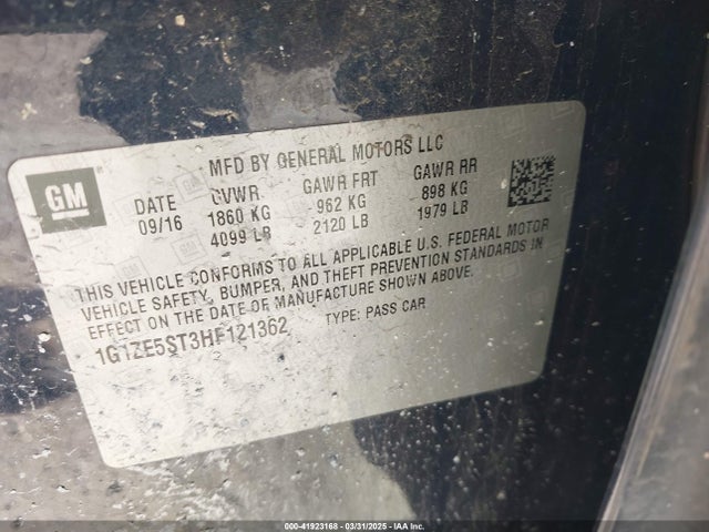 1G1ZE5ST3HF121362 Chevrolet MALIBU 1LT