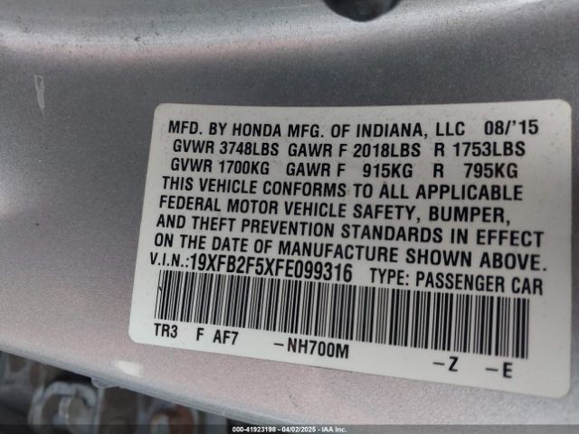 19XFB2F5XFE099316 Honda Civic Lx