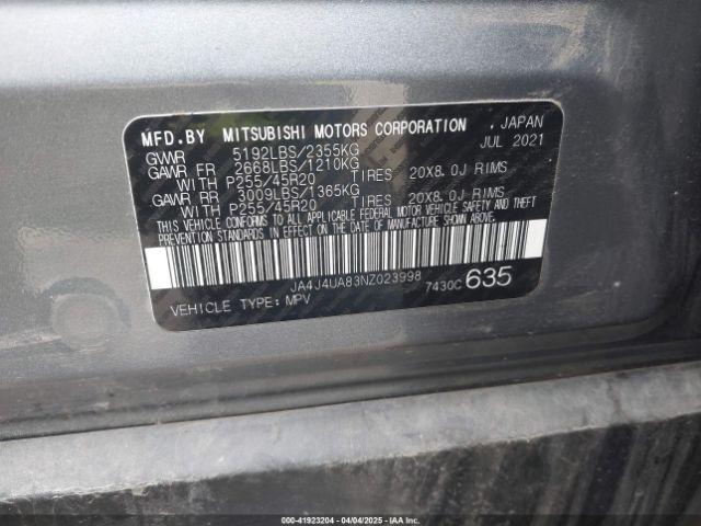 JA4J4UA83NZ023998 Mitsubishi Outlander Black Edition S-awc/se 2.5 S-awc/se Launch Edition S-awc