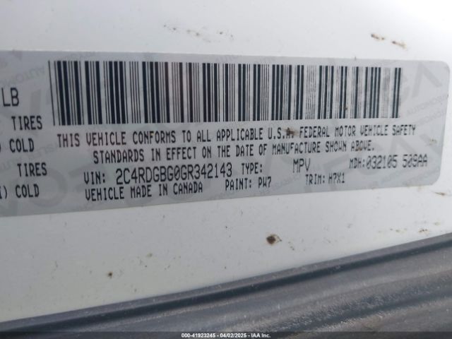 2C4RDGBG0GR342143 Dodge Grand Caravan Se