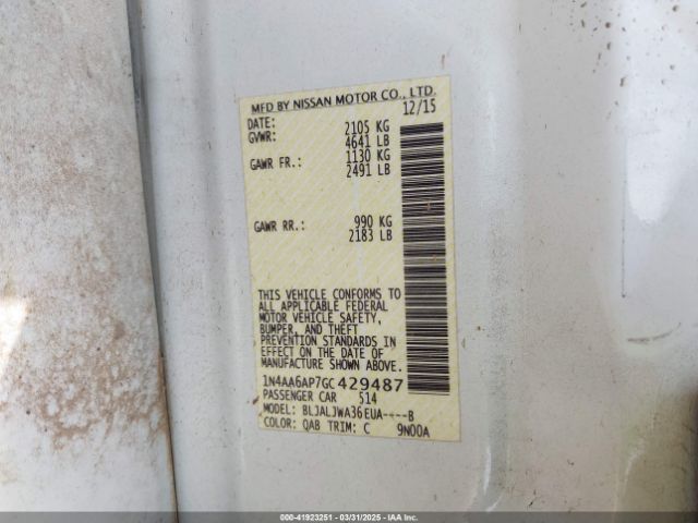1N4AA6AP7GC429487 Nissan Maxima 3.5 Sv