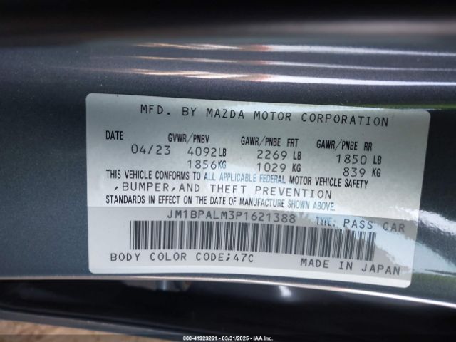 JM1BPALM3P1621388 Mazda MAZDA3 HATCHBACK