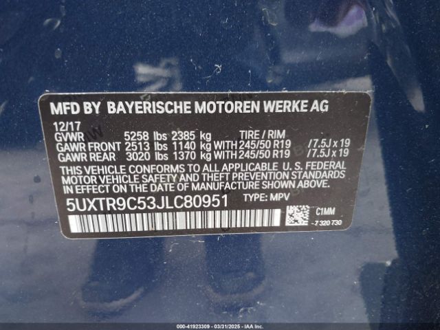 5UXTR9C53JLC80951 BMW X3 Xdrive30i