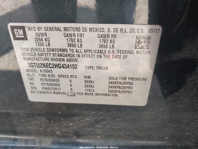 3GTU2NEC2HG434102 GMC l83 -spark ignited direct injection, variable valve timing, afm, e85 max, alum