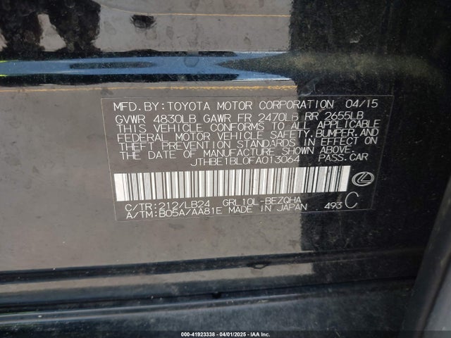 Lexus GS 350 2015 JTHBE1BL0FA013064 Image 9