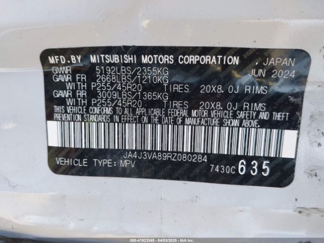 JA4J3VA89RZ080284 Mitsubishi Outlander Se/se Black Edition/se Black Edition W/pano Roof S-awc