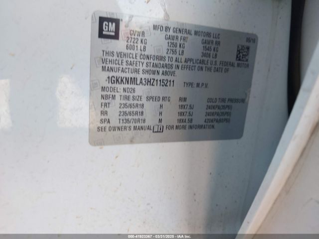 1GKKNMLA3HZ115211 GMC Acadia Slt-1