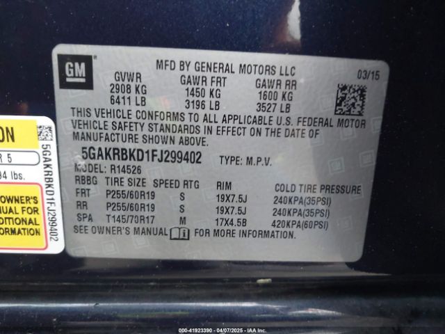 5GAKRBKD1FJ299402 Buick Enclave Leather