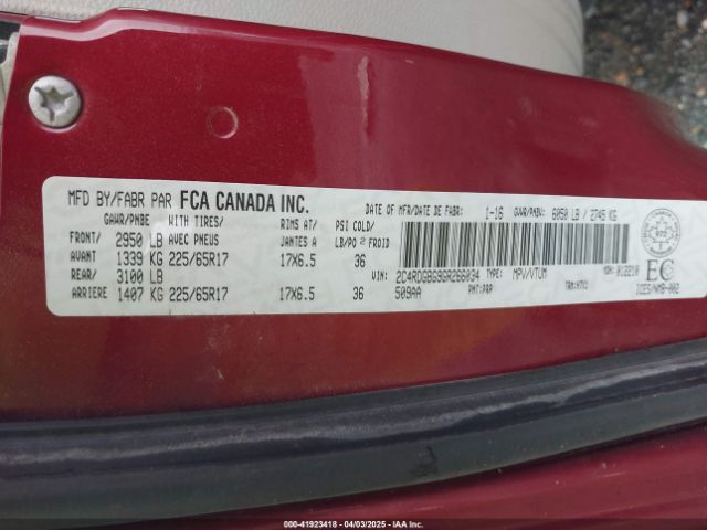 2C4RDGBG9GR266034 Dodge Grand Caravan Se/sxt