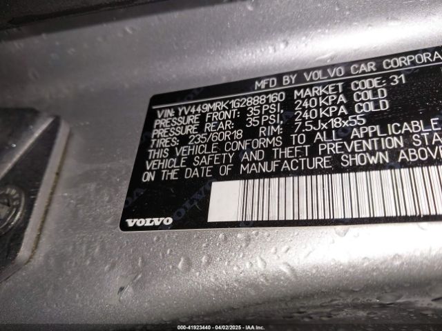 YV449MRK1G2888160 Volvo Xc60 T6 Drive-e