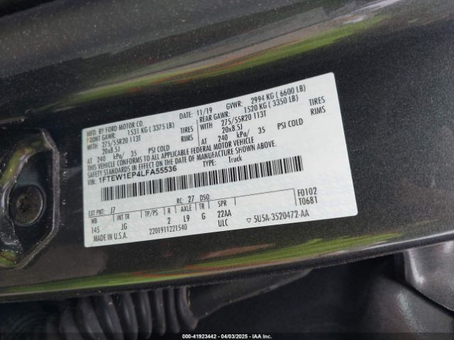 1FTEW1EP4LFA55536 Ford F-150 Xl
