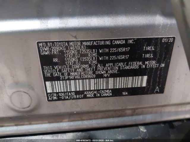 2020 TOYOTA RAV4 2T3P1RFV6LC089609 Photo 8