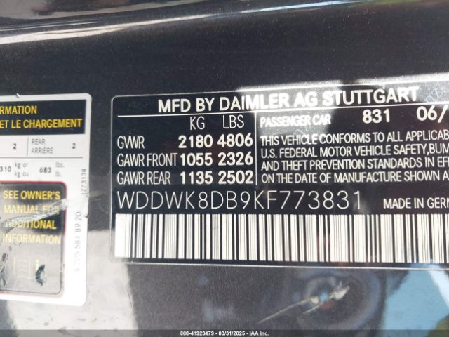 WDDWK8DB9KF773831 Mercedes-Benz C 300