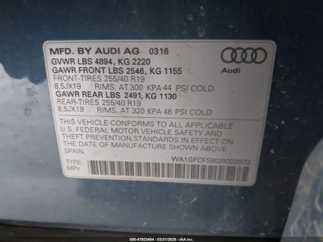 WA1GFCFS8GR020973 Audi Q3 2.0t Premium Plus