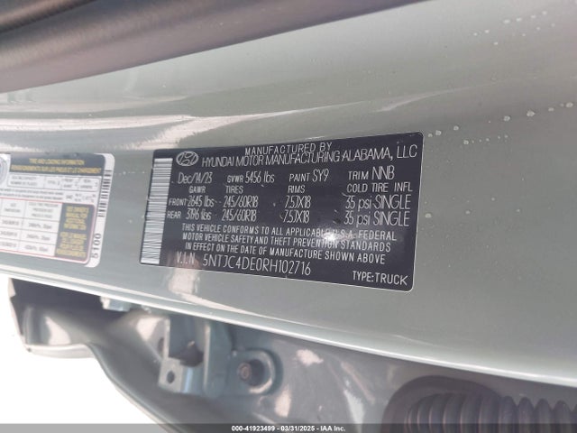 5NTJC4DE0RH102716 Hyundai Santa Cruz Sel